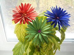 жоржини з природного матеріалу