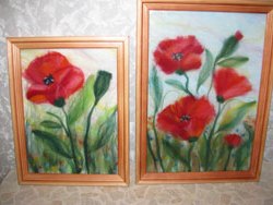 Картина з вовни. Маки