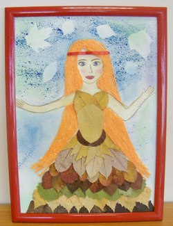 Аплікація з осіннього листя