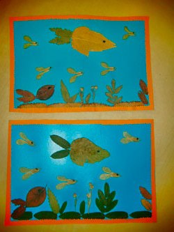 Аплікація з осіннього листя