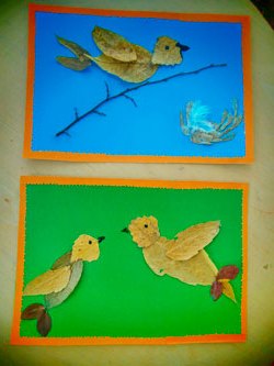 Аплікація з осіннього листя