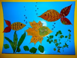 Аплікація з осіннього листя