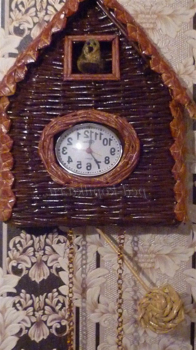 Плетіння з газетних трубочок. Майстер-клас годинник