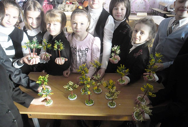 Мімоза з бісеру. Майстер-клас