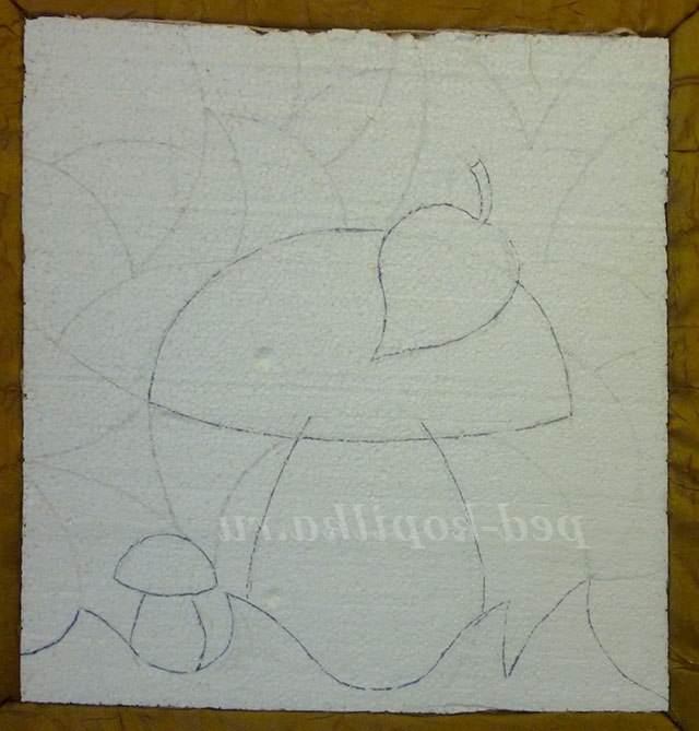 Техніка інкрустація панно. Гриби