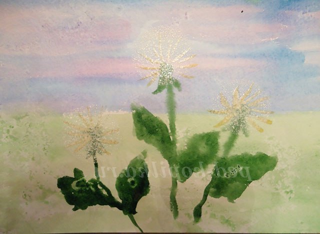 Кульбабки в техніці набризк. Майстер-клас