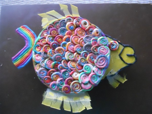 Аплікація з пластиліну. Золота рибка