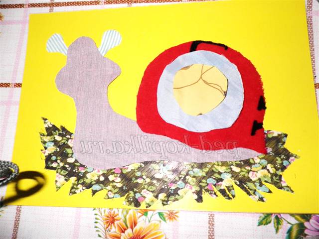 Колаж з тканини Равлик. Майстер-клас