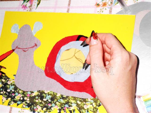 Колаж з тканини Равлик. Майстер-клас