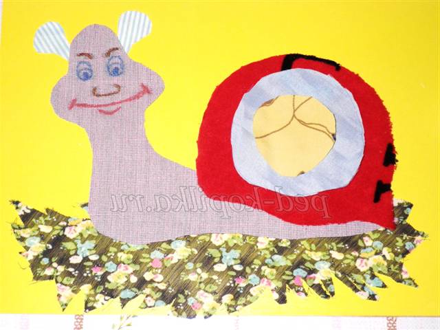 Колаж з тканини Равлик. Майстер-клас