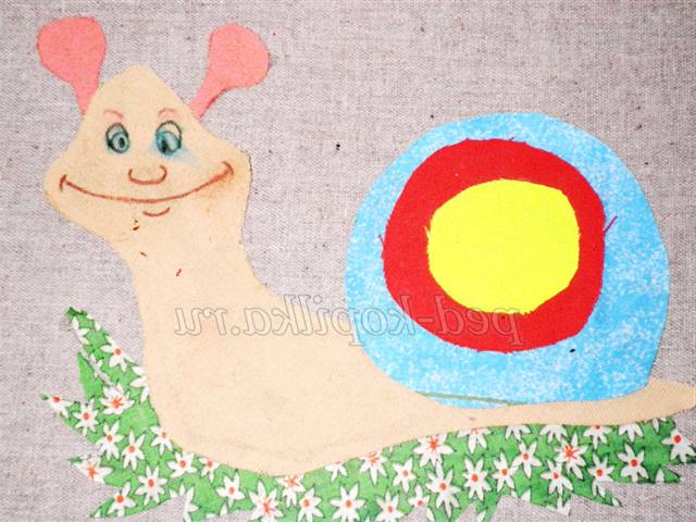 Колаж з тканини Равлик. Майстер-клас