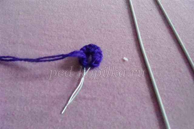 Фіалка з ниток. Майстер - клас