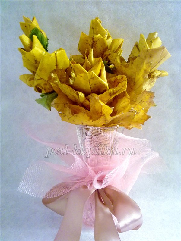 Троянди з листя клена. Осінній букет. Майстер-клас Троянди з листя клена. Осінній букет. Майстер-клас