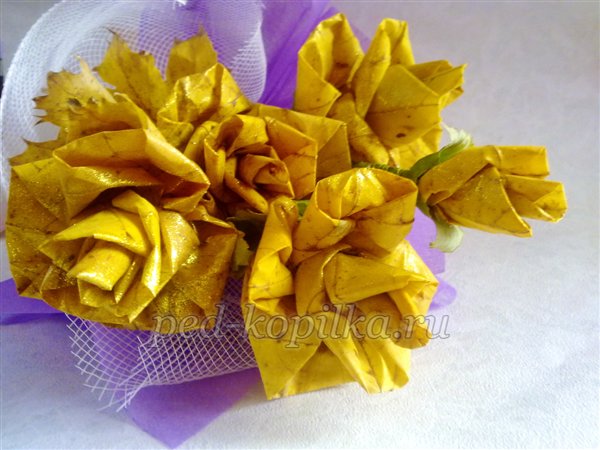 Троянди з листя клена. Осінній букет. Майстер-клас Троянди з листя клена. Осінній букет. Майстер-клас