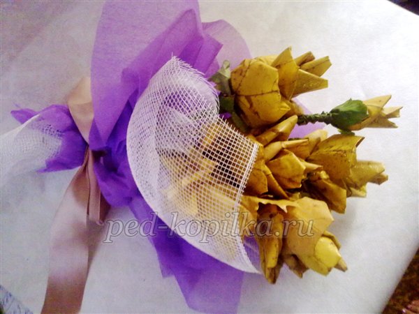 Троянди з листя клена. Осінній букет. Майстер-клас