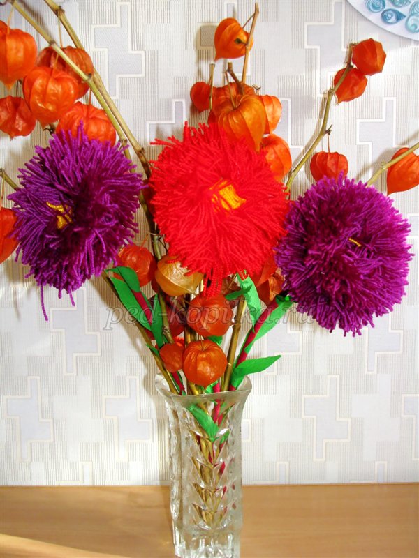 Квіти з ниток. Майстер-клас Квіти з ниток. Майстер-клас