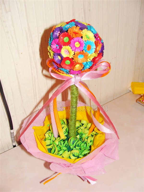 Топіари з паперових квітів. Майстер-клас