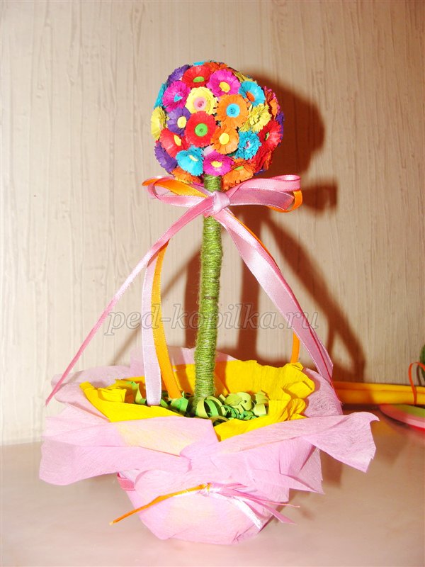 Топіари з паперових квітів. Майстер-клас