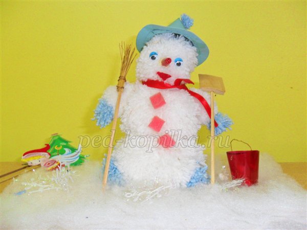 Майстер-клас Казковий сніговик з помпонів Майстер-клас Казковий сніговик з помпонів