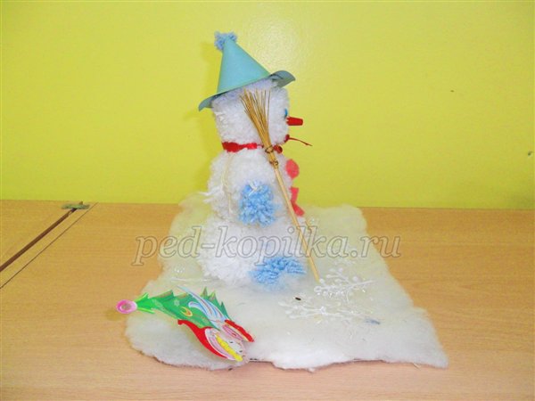 Майстер-клас Казковий сніговик з помпонів Майстер-клас Казковий сніговик з помпонів