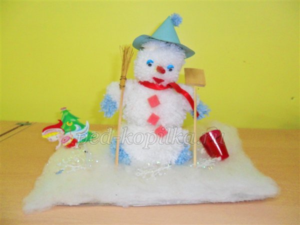 Майстер-клас Казковий сніговик з помпонів Майстер-клас Казковий сніговик з помпонів