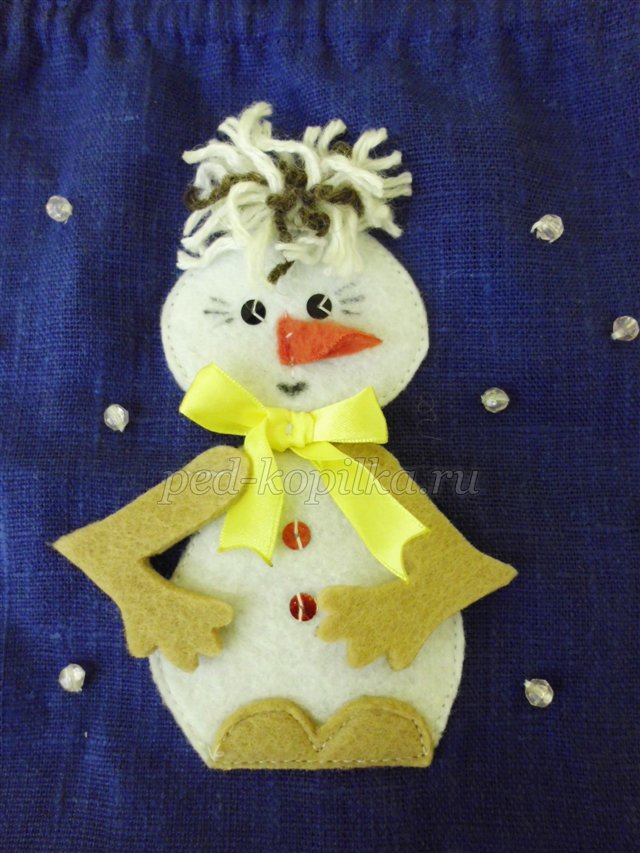 Сніговик - аплікація на мішечок для подарунків до Нового року Сніговик - аплікація на мішечок для подарунків до Нового року