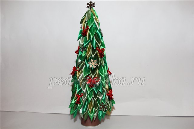 Ялинка з атласних стрічок в техніці канзаші. Майстер-клас Ялинка з атласних стрічок в техніці канзаші. Майстер-клас