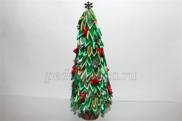 Ялинка з атласних стрічок в техніці канзаші. Майстер-клас Ялинка з атласних стрічок в техніці канзаші. Майстер-клас