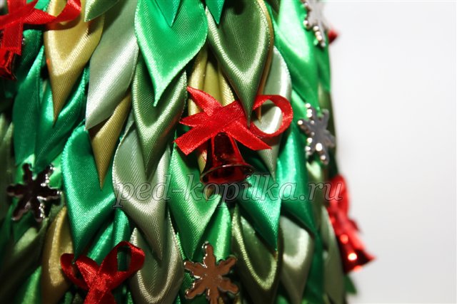 Ялинка з атласних стрічок в техніці канзаші. Майстер-клас Ялинка з атласних стрічок в техніці канзаші. Майстер-клас