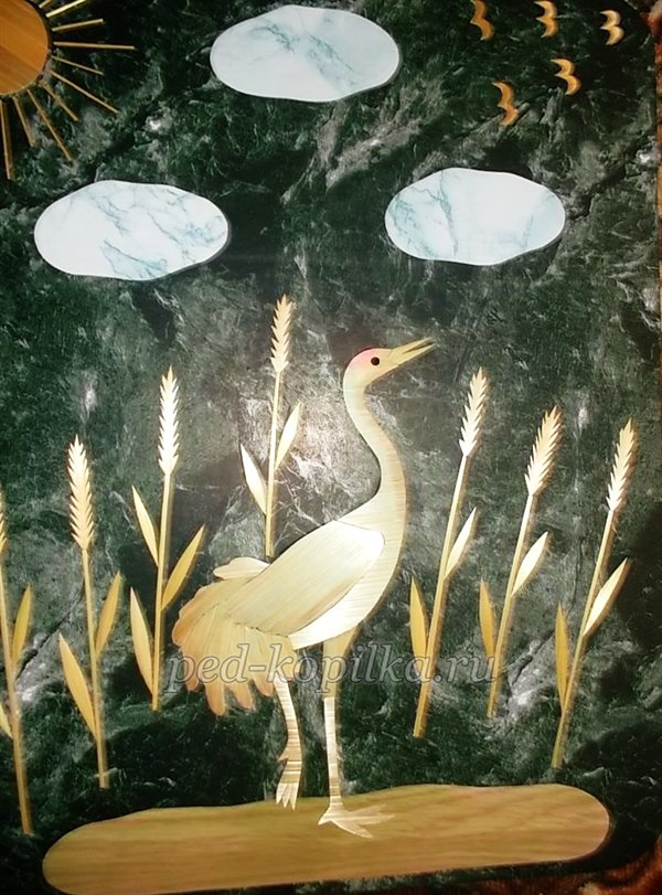 Панно Журавель Виріб із соломи