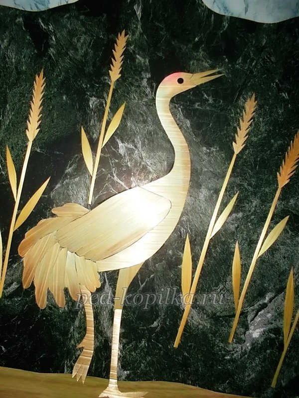 Панно Журавель Виріб із соломи