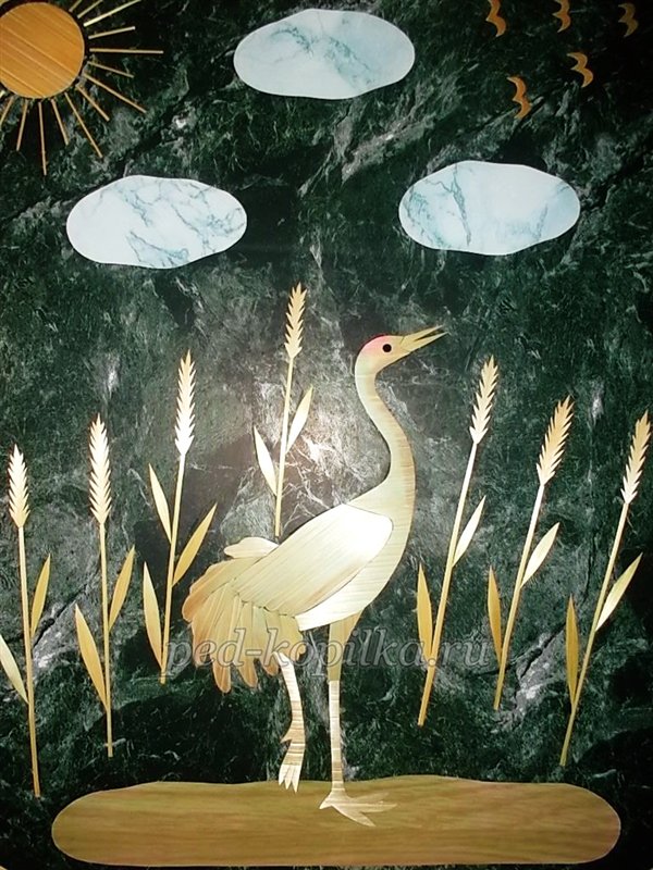 Панно Журавель Виріб із соломи