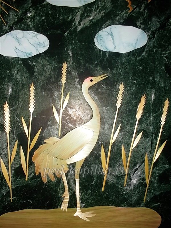 Панно Журавель Виріб із соломи