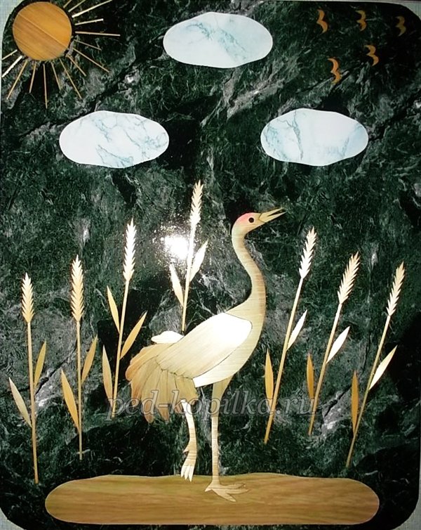 Панно Журавель Виріб із соломи