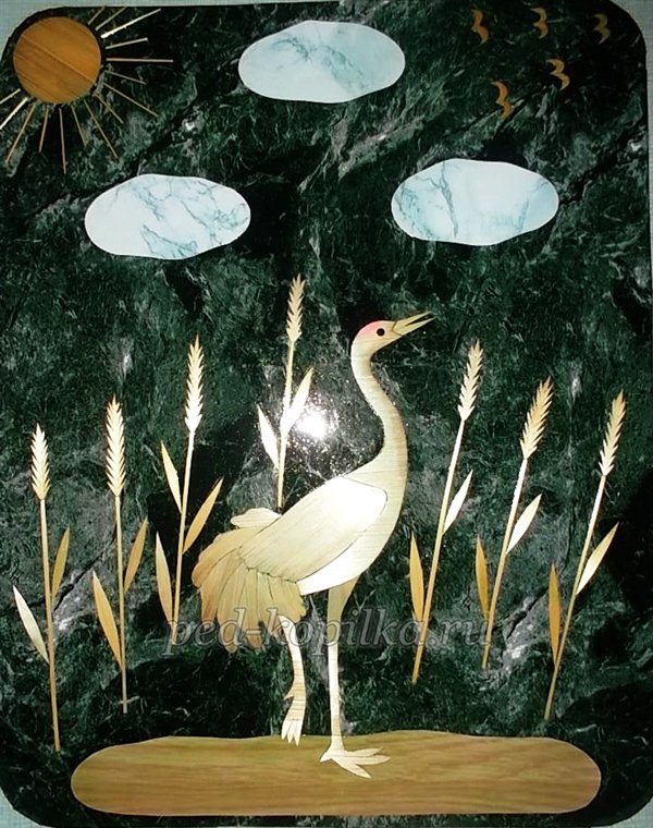 Панно Журавель Виріб із соломи