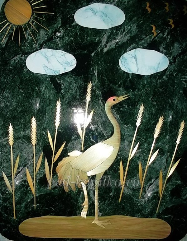 Панно Журавель Виріб із соломи