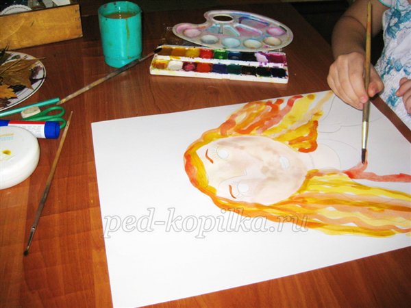 Майстер-клас: «Королева Осінь», папір, акварель, сухе листя, декорування Майстер-клас: «Королева Осінь», папір, акварель, сухе листя, декорування