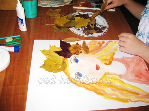 Майстер-клас: «Королева Осінь», папір, акварель, сухе листя, декорування Майстер-клас: «Королева Осінь», папір, акварель, сухе листя, декорування