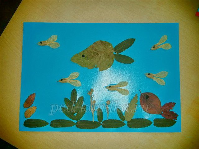 Аплікація з осіннього листя. Акваріум Аплікація з осіннього листя. Акваріум