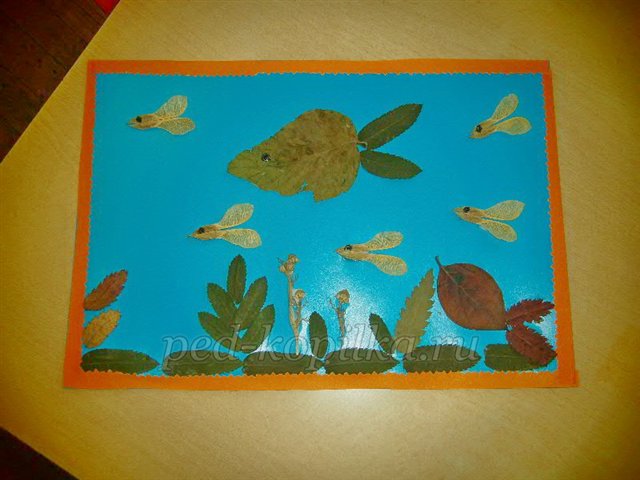 Аплікація з осіннього листя. Акваріум Аплікація з осіннього листя. Акваріум