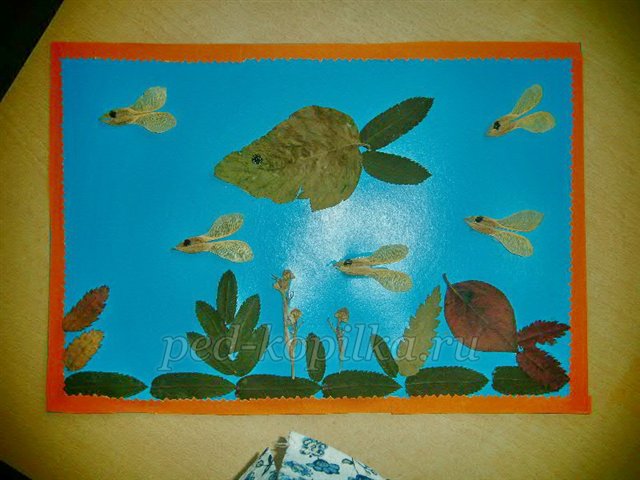 Аплікація з осіннього листя. Акваріум Аплікація з осіннього листя. Акваріум