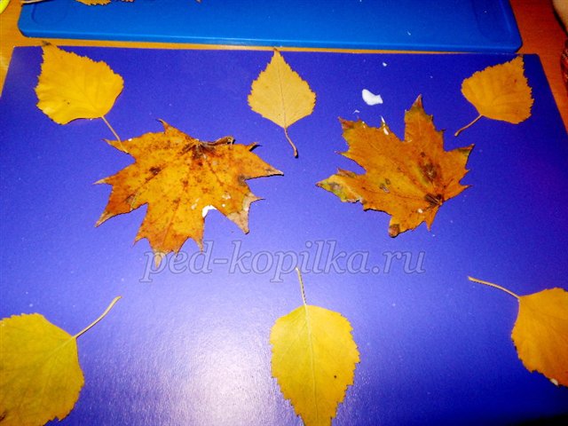 Аплікація з осіннього листя для дітей раннього дошкільного віку