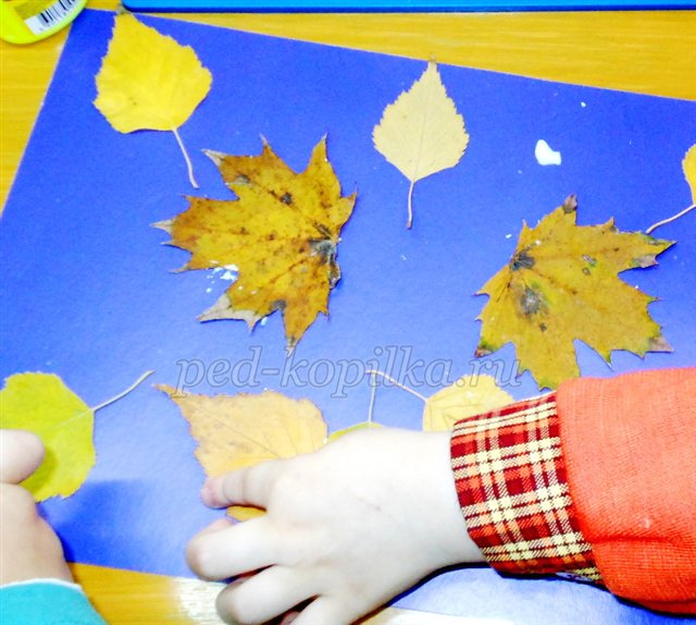 Аплікація з осіннього листя для дітей раннього дошкільного віку