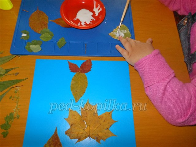 Аплікація з осіннього листя У рибок осінній бал