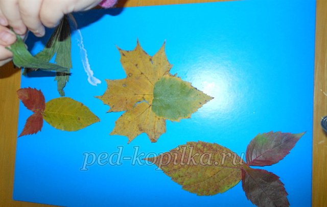 Аплікація з осіннього листя У рибок осінній бал