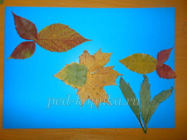 Аплікація з осіннього листя У рибок осінній бал