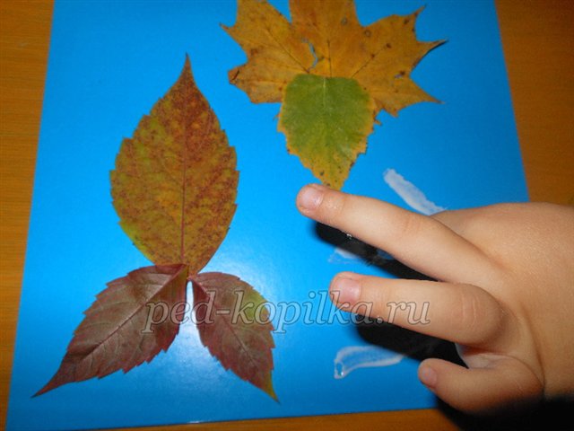 Аплікація з осіннього листя У рибок осінній бал