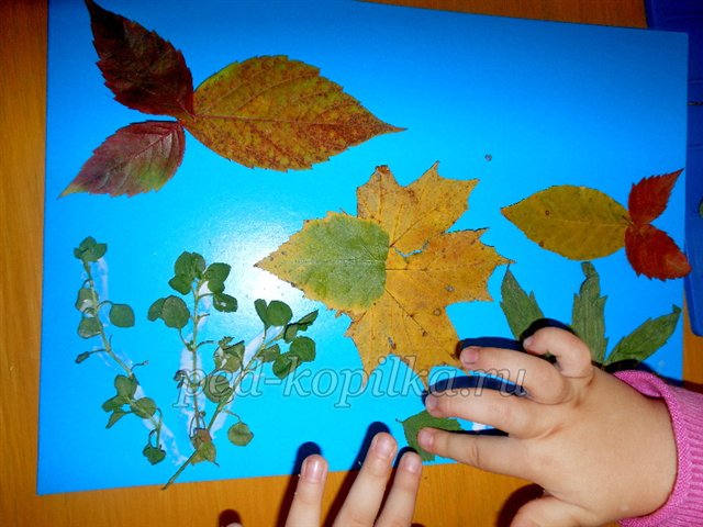 Аплікація з осіннього листя У рибок осінній бал