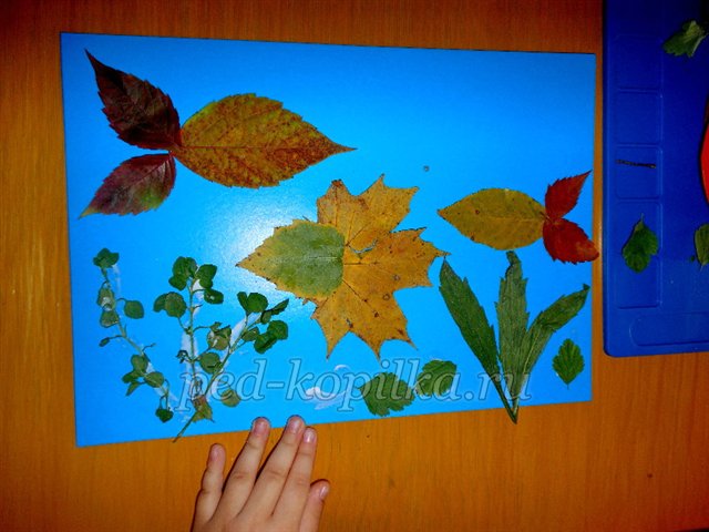 Аплікація з осіннього листя У рибок осінній бал