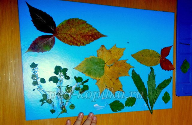 Аплікація з осіннього листя У рибок осінній бал